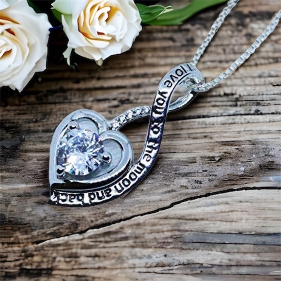 Szendrei Jewelry - New Heart Pendant Love You to The Moon and Back Sterling Silver 925,